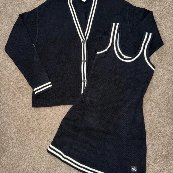 alo tennis club sweater knit dress and cardigan set Size S - Picture 2 of 9